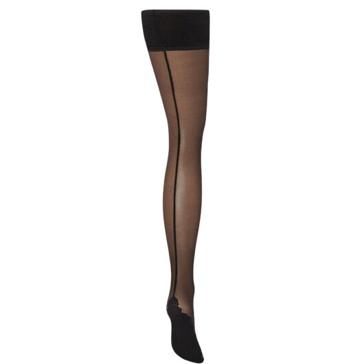 Bluebella Back Seam Leg/Plain Top Hold Ups Black - L